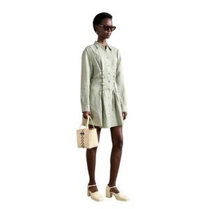 The Kooples French Designer Fashion Light Green Button-Up Dress Size Medium FR 2
